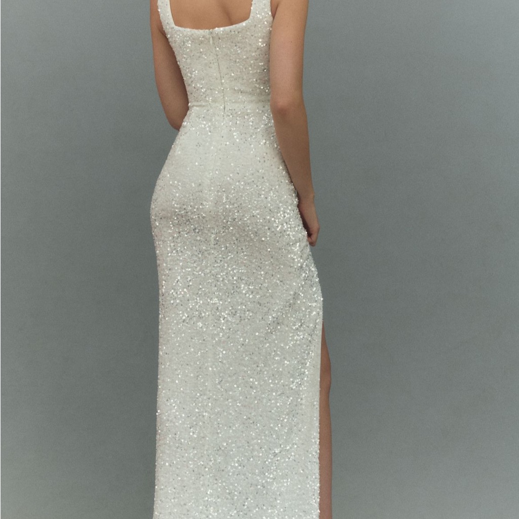 Elegant White Sequin Dress